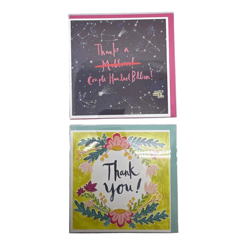Curly Girl Design Thank You Cards Set of 2 Hundred Billion & Flowered for Her‎